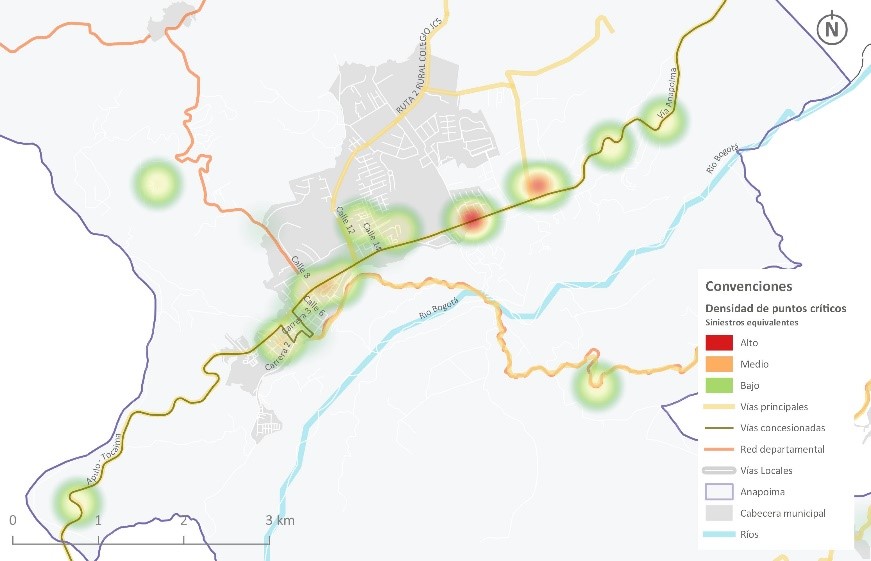Visualización de puntos críticos en seguridad vial identificados para el Municipio de Anapoima. Cundinamarca, Colombia.